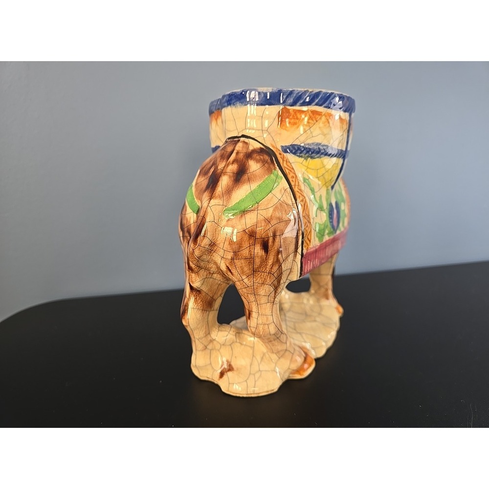 Vtg Japan Crackle Glaze Camel Planter Candle Holder - Middle Eastern Dromedary - Picture 5 of 16